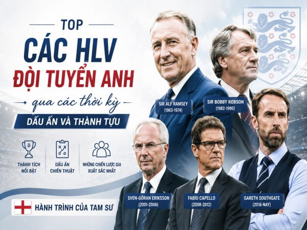 TOP HLV đội tuyển Anh qua các thời kỳ: Dấu ấn đáng nhớ