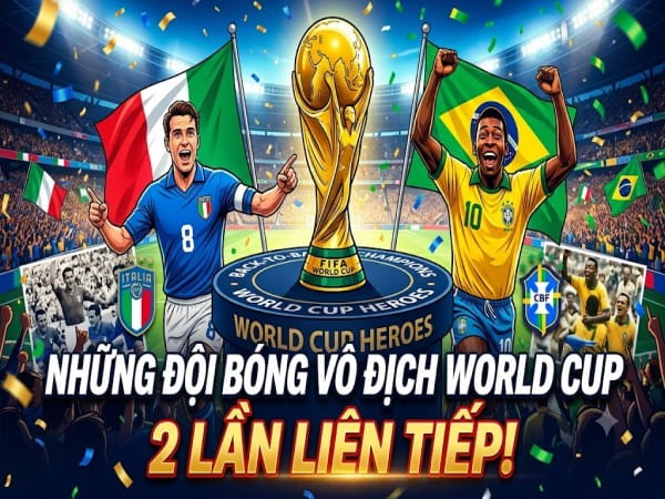 Những đội bóng vô địch World Cup 2 lần liên tiếp, hiếm có